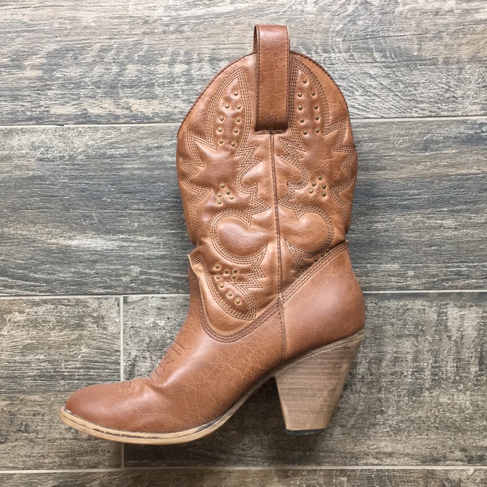Faux Leather Cowgirl Boots